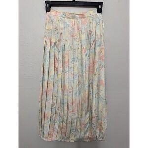 Vintage Linda Allard Ellen Tracy Pleated Skirt Pastel 100% Silk Small Cottagecor